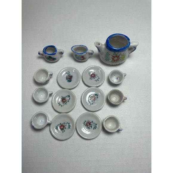 Antique Vintage 1940’s Mini Tea Set 15 piece Occupied Japan Original box - Picture 10 of 11